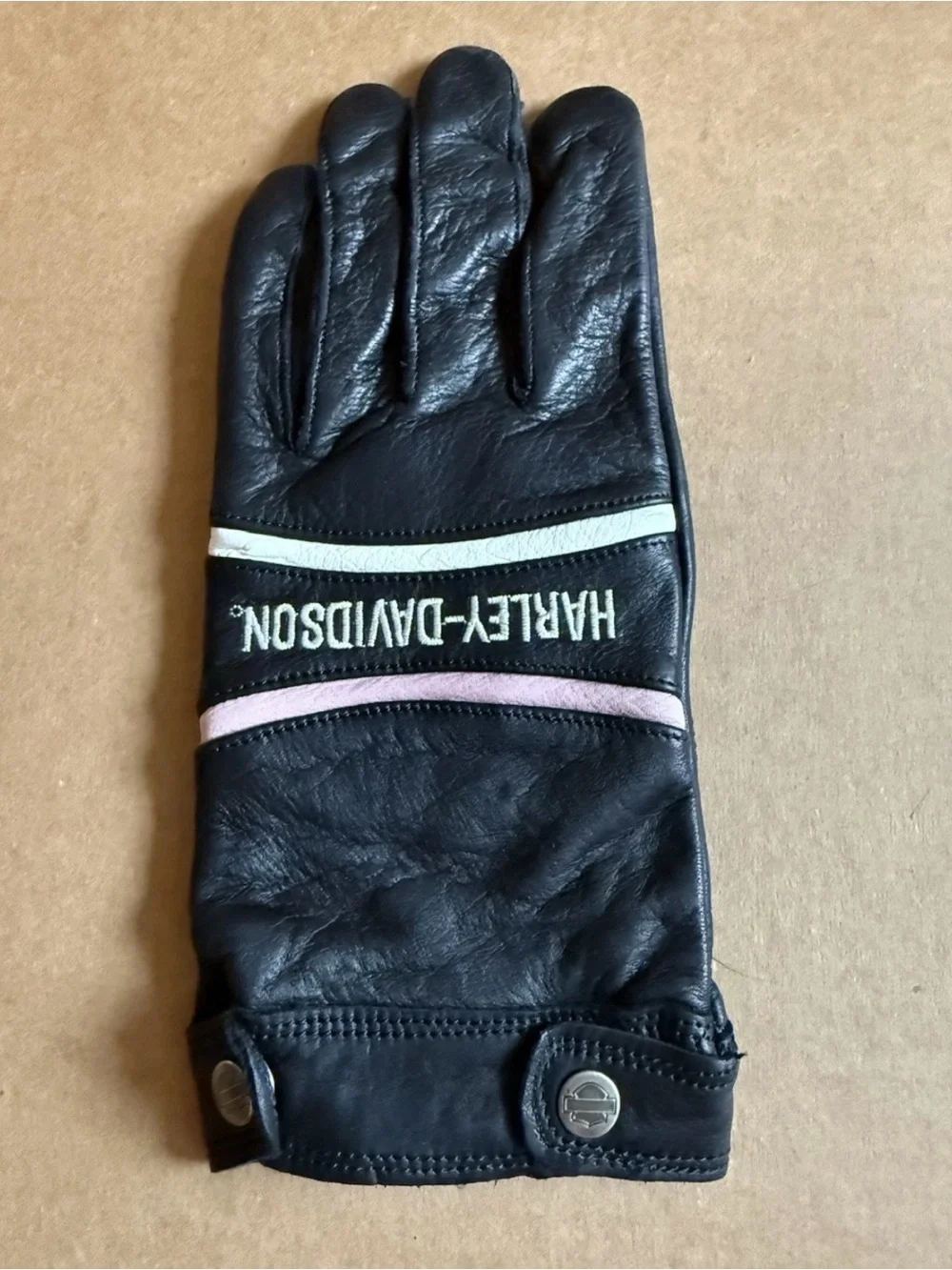 Harley Davidson Single Leather Glove (Left Hand) Women’s Size Medium Pink Black